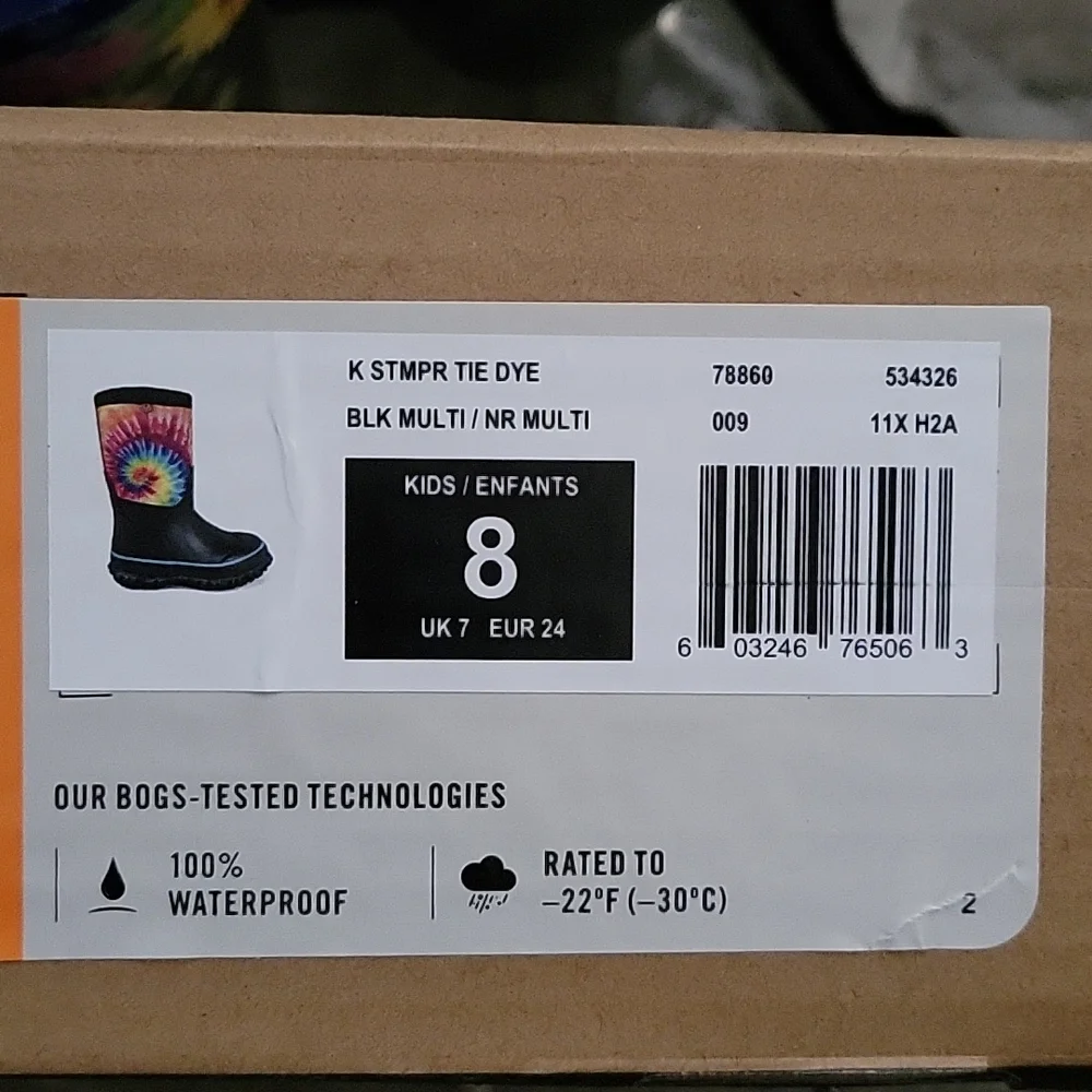 Bogs Classic Stomper Rainbow Tie Dye Winter Boots Neoprene Gorpcore Psychedelic